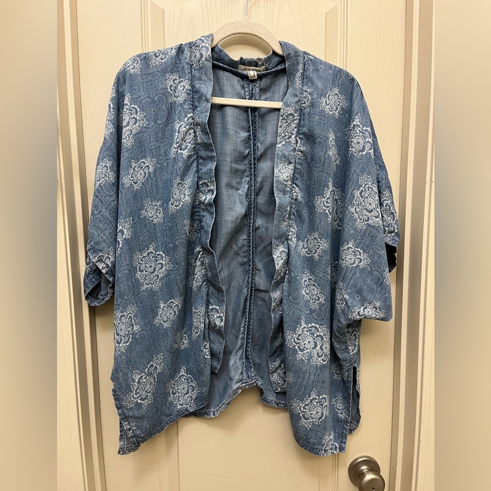 Life in Progress Oversized Denim Look Chambray Kimono